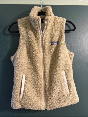 Patagonia Cream Sherpa Fleece Vest with Logo Patch